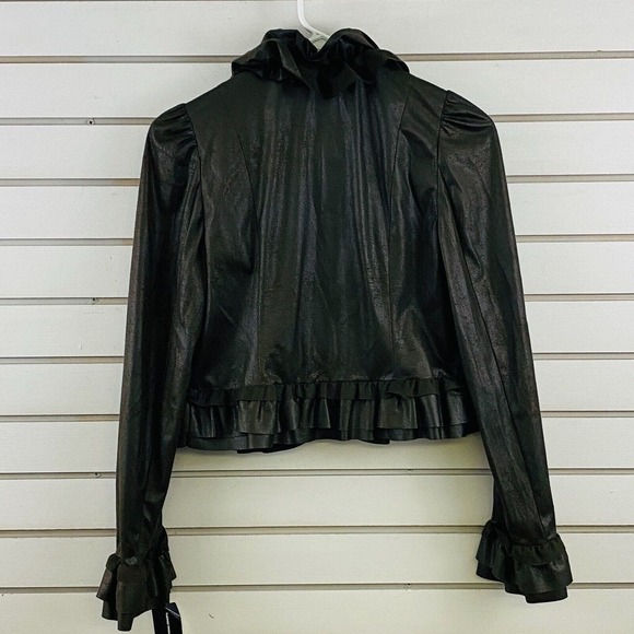 Womens S INC International Concepts Ruffled Jacket Kelp Green Faux Suede - Picture 5 of 6